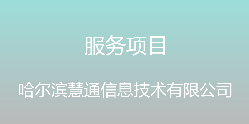 服务项目 - 哈尔滨慧通信息技术有限公司